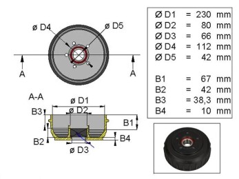 Tambur pentru ALKO 2361, rulment 42mm 2