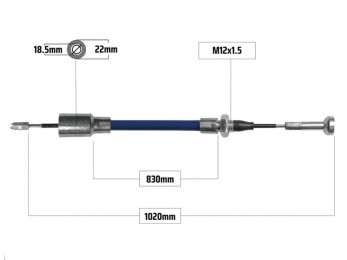 Cablu frana pentru Knott  830/1020 mm 2