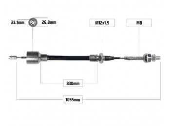 Cablu frana pentru BPW filet M8 830/1055 mm 2