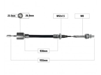 Cablu frana pentru BPW filet M8  930/1155 mm 2