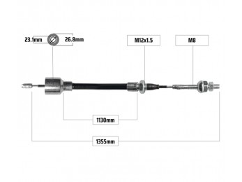 Cablu frana pentru BPW filet M8  1130/1355 mm 2