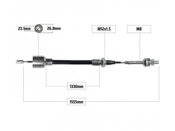 Cablu frana pentru BPW filet M8 1330/1555 mm 2