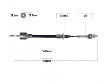 Cablu frana pentru BPW filet M8 1430/1655 mm 2