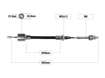 Cablu frana pentru BPW filet M8  1630/1855 mm 2