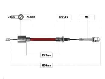 Cablu frana pentru ALKO filet M8 1020/1230 mm 2