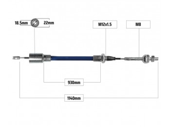 Cablu frana pentru Knott filet M8 930/1140 mm 2