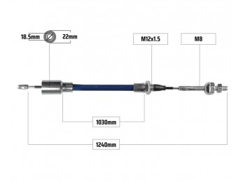 Cablu frana pentru Knott filet M8 1030/1240 mm 2