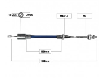 Cablu frana pentru Knott filet M8 1330/1540 mm 2