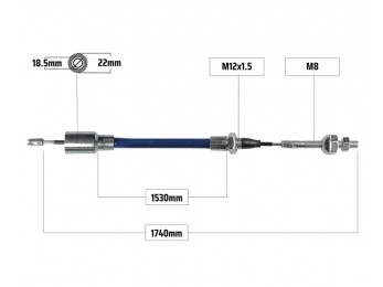 Cablu frana pentru Knott filet M8 1530/1740 mm 2