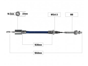 Cablu frana pentru Knott filet M8 1630/1840 mm 2