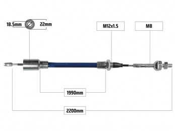 Cablu frana pentru Knott filet M8 1990/2200 mm 2