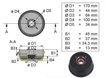 Tambur pentru BPW 170x40 2
